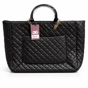 DG2 Diane Gilman Quilted Large Tote Black GGH-518 NWT Zip Top Carryall Bag